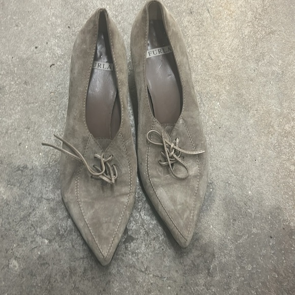 Furla pointy toe kitten heels suede shoes - Picture 2 of 6